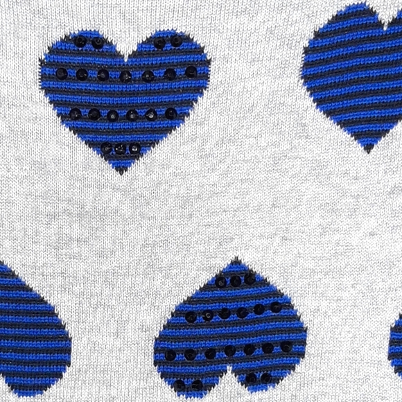 Grey 3/4 Sleeves Shirt with Embellished Hearts - Picture 6 of 9